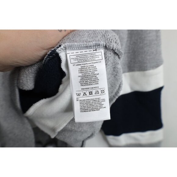 New Adidas Womens XL Spell Out Trefoil Striped Thermal Knit Half Zip Sweatshirt - Picture 11 of 16